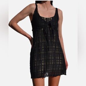 Chanel Spring 2006 Sheer Overlay Babydoll Dress Vintage Black Chiffon